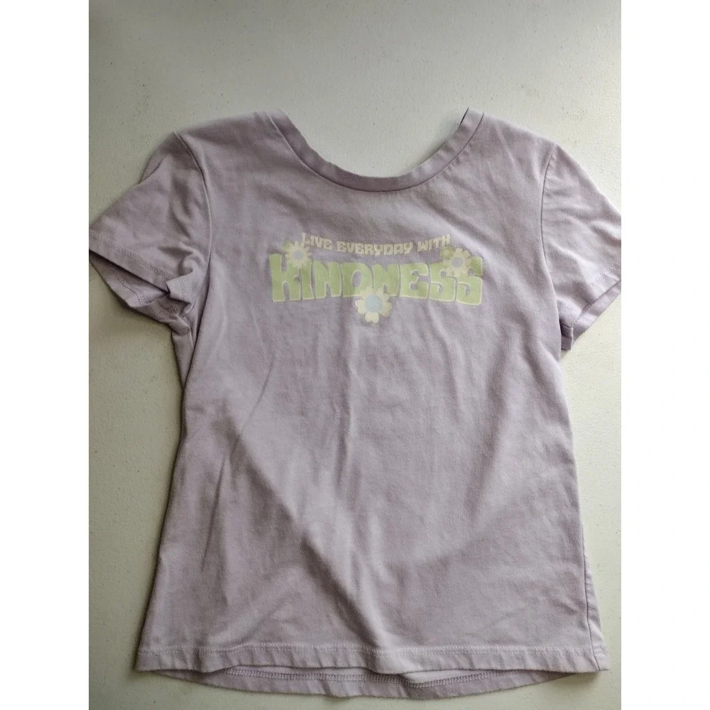 Girls Purple Kindness Graphic Tee Floral Biker‎ Shorts Set size 6